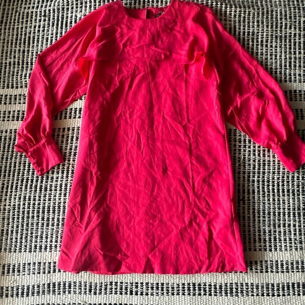 Zara Basics Size Medium Hot pink long sleeve Dress